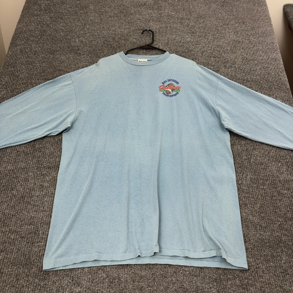 Vintage MIAA Superbowl MSP T Shirt Men XXL Blue Cotton Long Sleeve 1997 Sporty